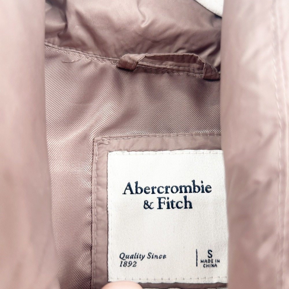 Abercrombie & Fitch Womens Taupe Hooded Oversized Puffer Jacket Coat Size S - Picture 6 of 12